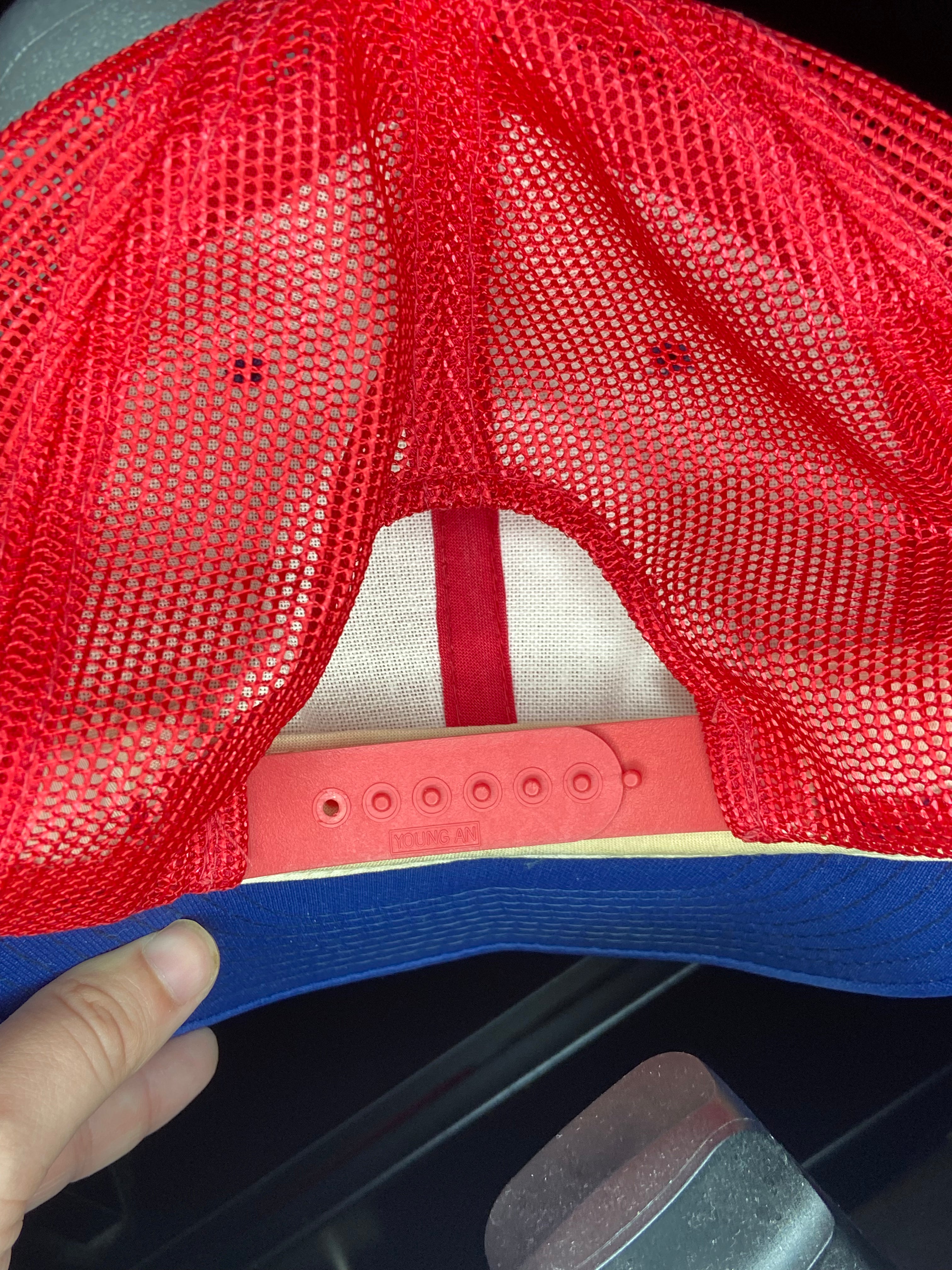 Vintage 80s CarQuest Auto Parts Hat Red Blue Trucker Mesh Snapback Rope USA