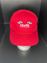 Vintage Cintas Racing Hat Red Rope Snapback Checkered Flag Leather Strap USA
