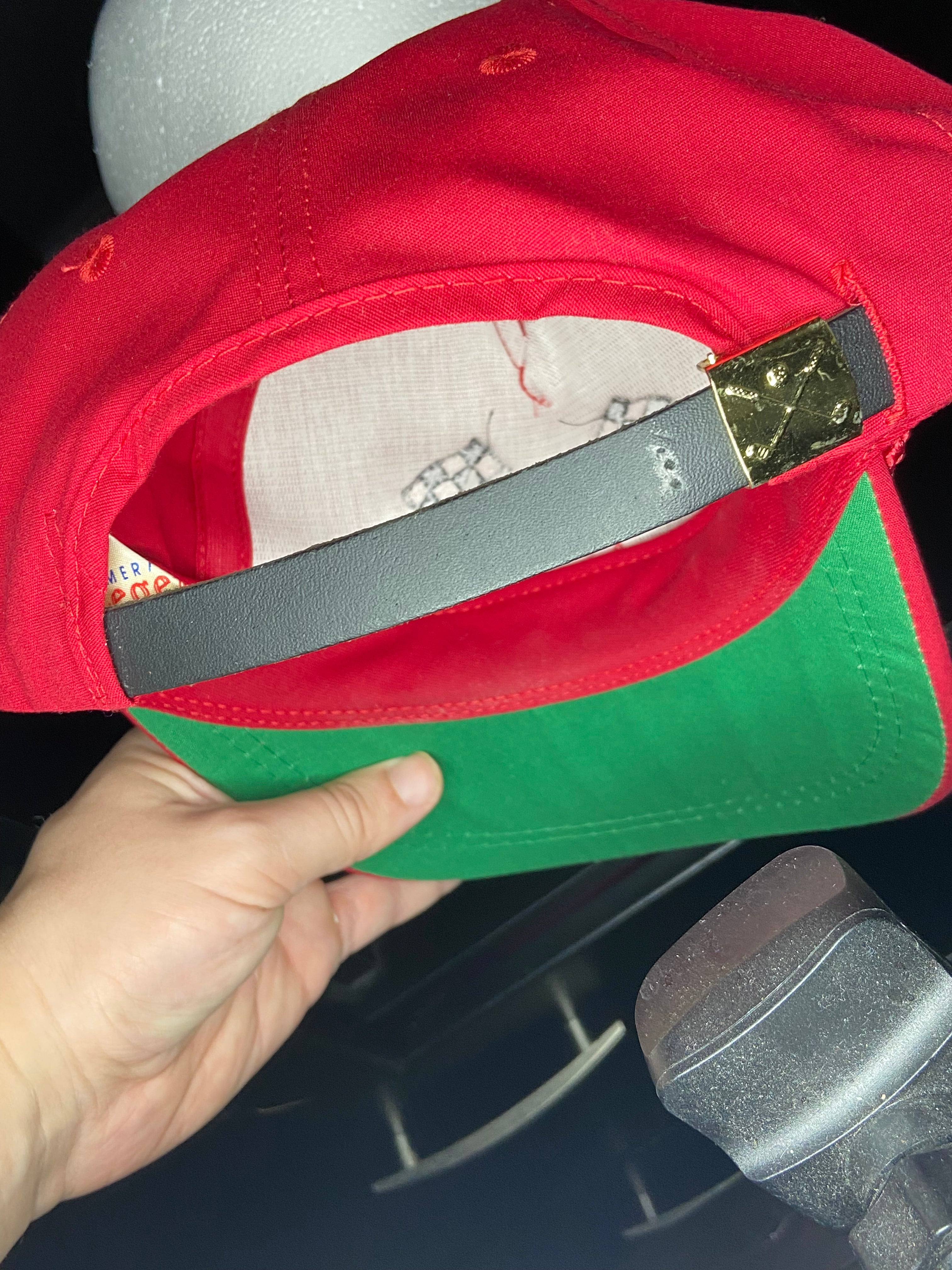 Vintage Cintas Racing Hat Red Rope Snapback Checkered Flag Leather Strap USA