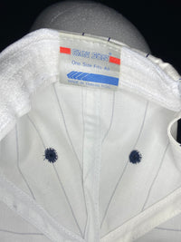 Vintage Komatsu Trucker Hat Embroidered Pinstripe Blue White Rope Snapback