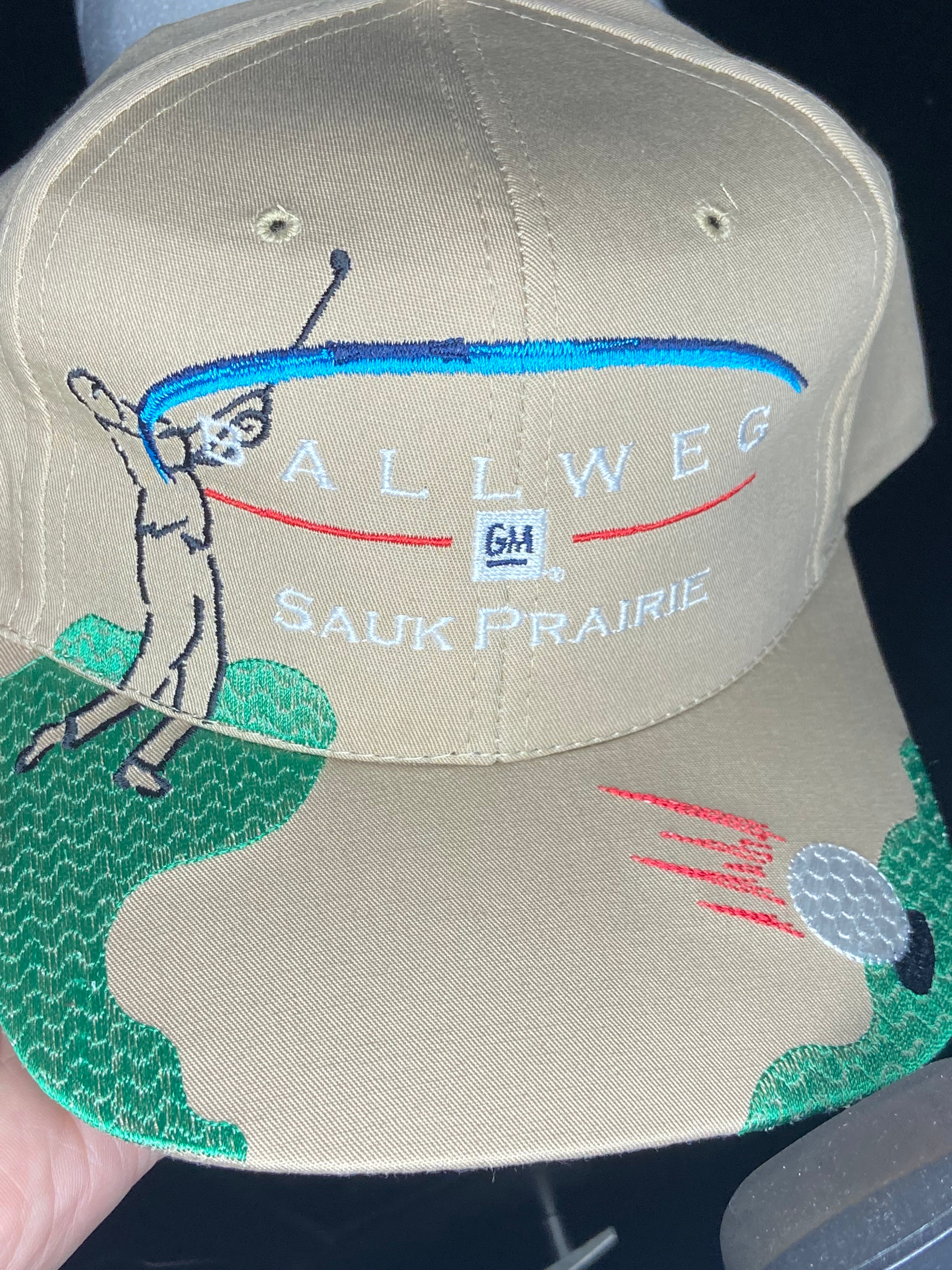 Vintage Ballweg Sauk Prairie Country Club Golf Hat Embroidered Strapback Tan