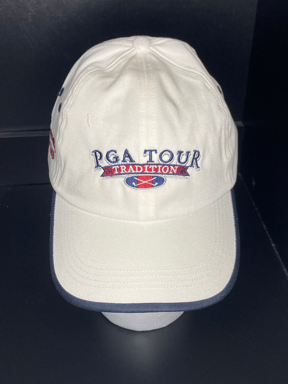 Share Vintage 90s PGA Tour Tradition Golf Hat White Velcrow Back Embroidered Cap