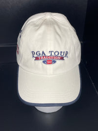 Share Vintage 90s PGA Tour Tradition Golf Hat White Velcrow Back Embroidered Cap