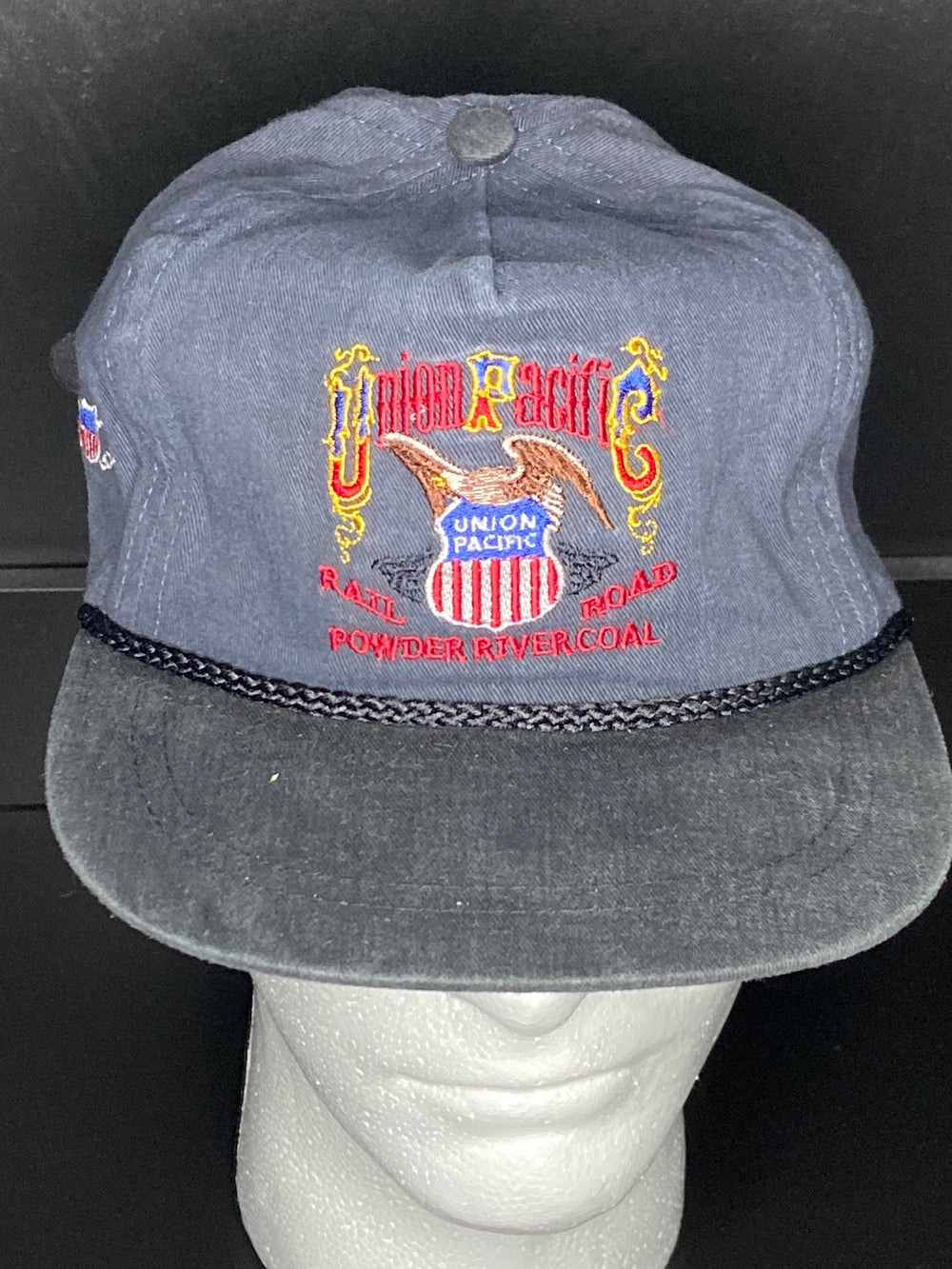 Vintage Union Pacific Hat Cap Snap Back Black Golf Rope Railroad Train USA