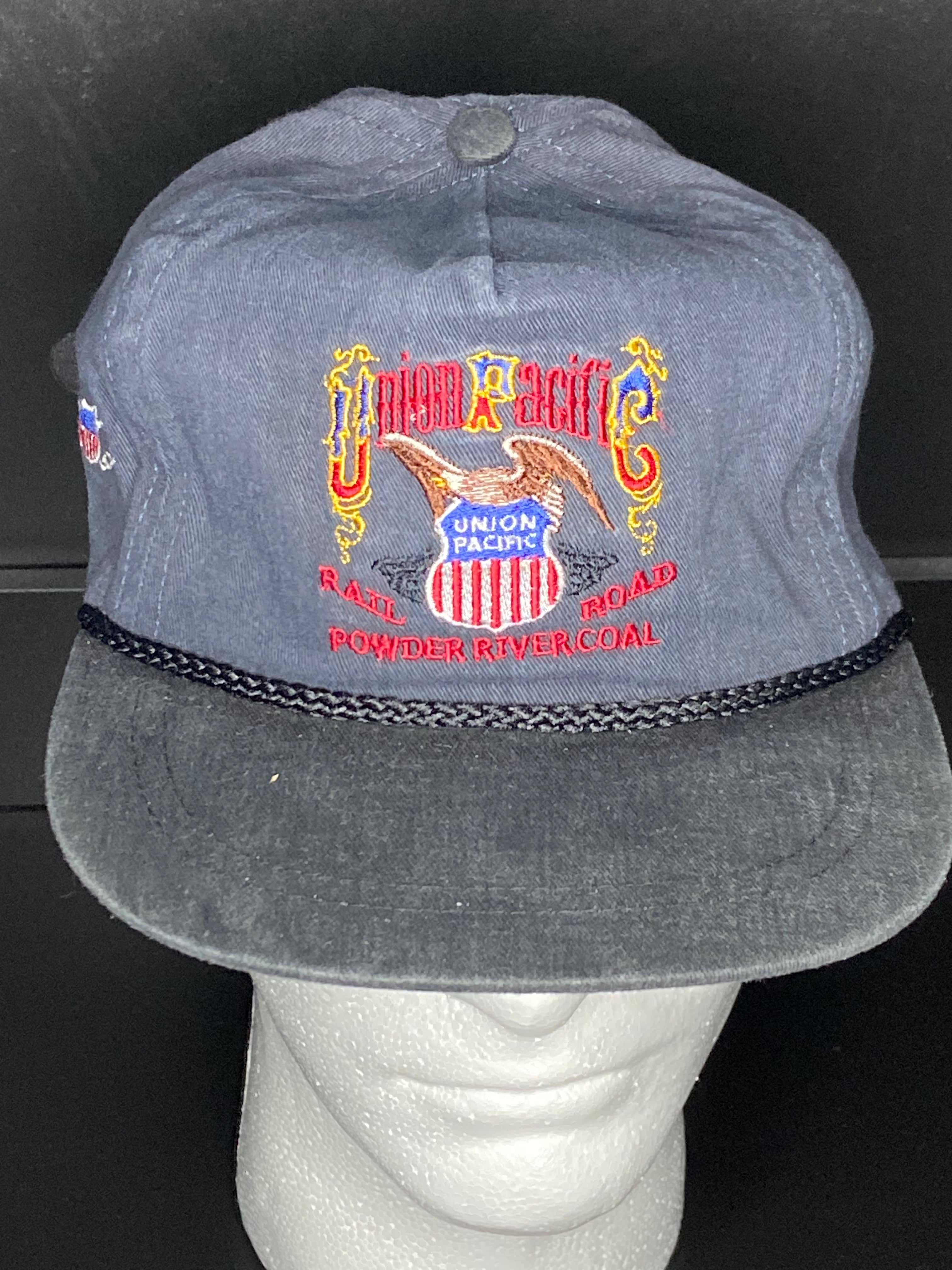 Vintage Union Pacific Hat Cap Snap Back Black Golf Rope Railroad Train USA